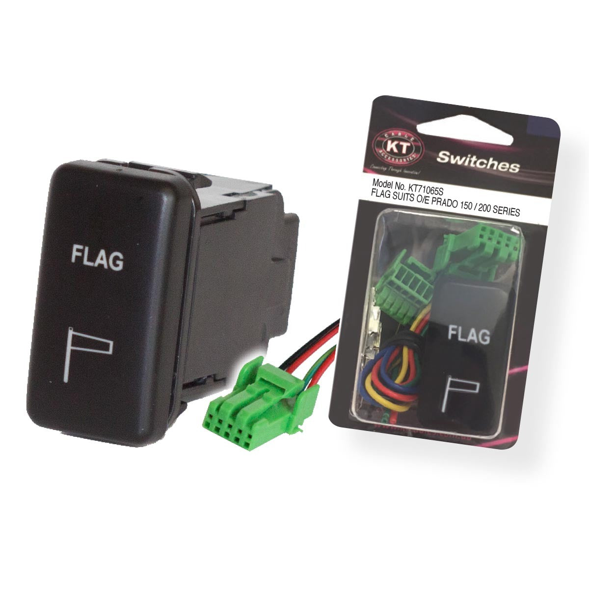 Large OE Style Toyota Push Switch ‘Flag’ On Off Suits 70 Series & 120 Series Prado Retail Blister Qty 1