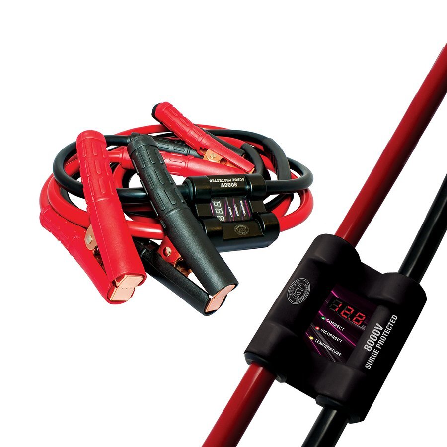 8000V Intelligent Jumper Leads 12 24V Voltage Display 450Amp 3M Length.