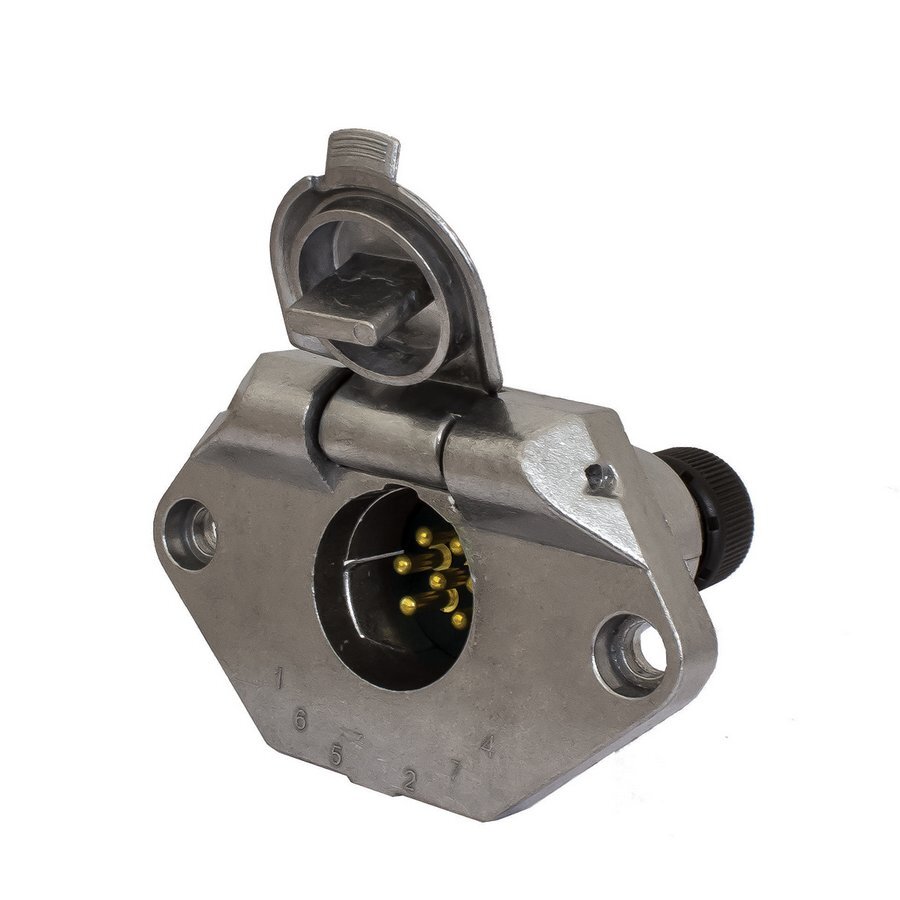 7 Pin Small Round Trailer Socket Metal