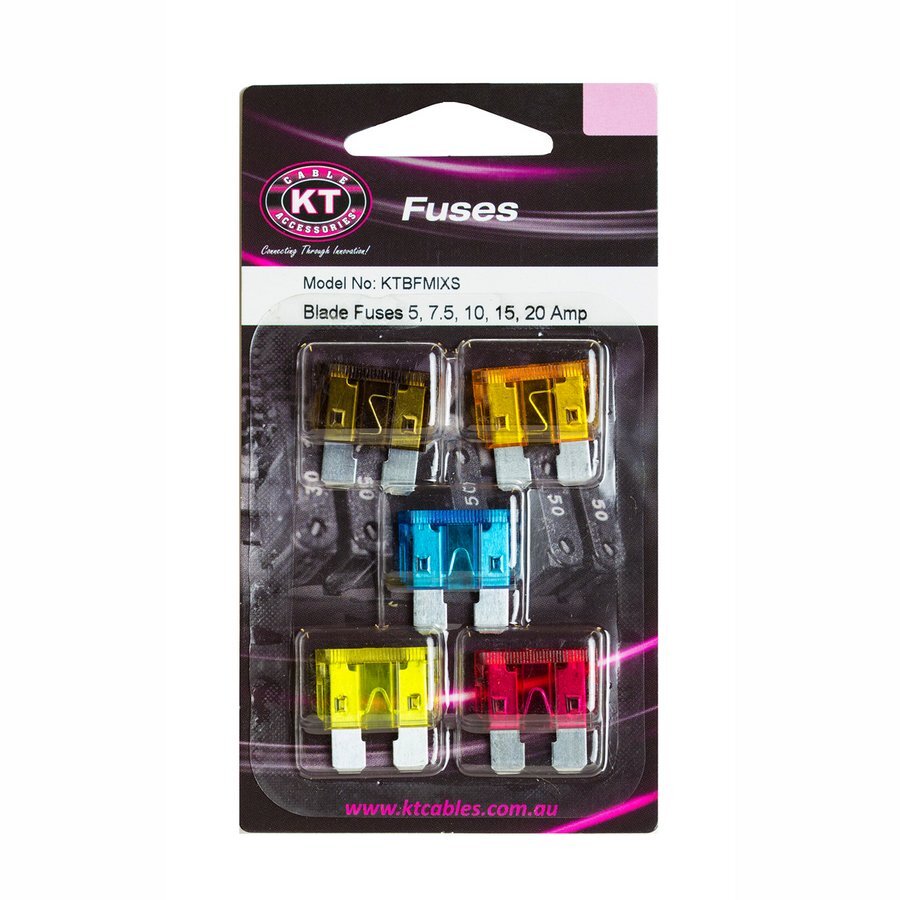 Blade Fuse 5Amp 7.5Amp 10Amp 15Amp 20Amp Blister Pack 5Pcs
