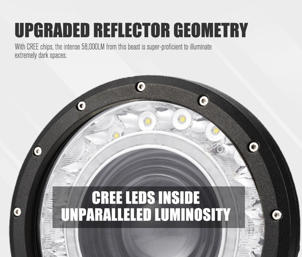 LIGHTFOX 9inch LED Driving Lights Round SpotLights DRL 4x4 Offroad Work