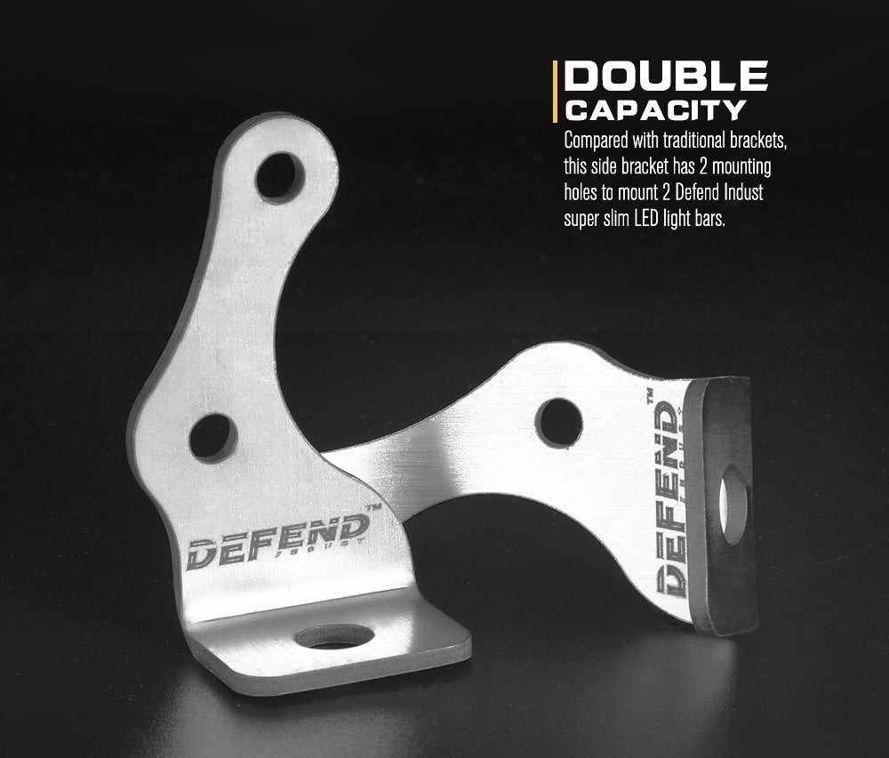 DEFEND INDUST Side Mounting Bracket Kit for LED Light Bar Brushed Stainless 62MM