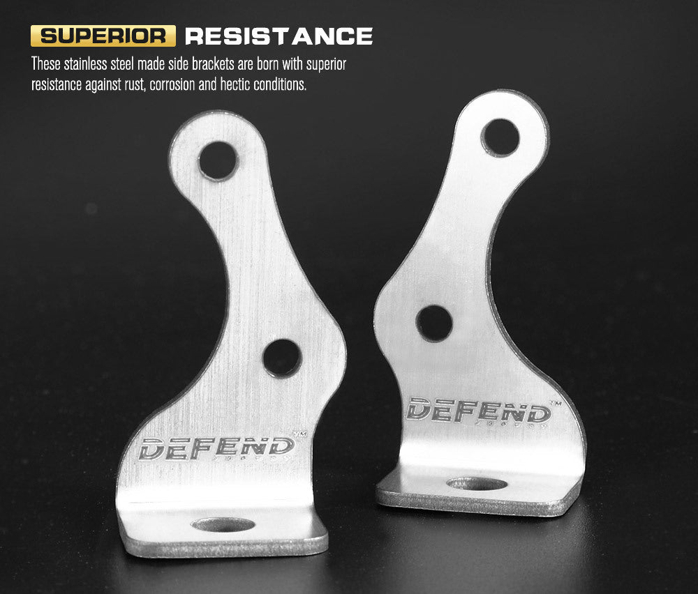 DEFEND INDUST Side Mounting Bracket Kit for LED Light Bar Brushed Stainless 62MM