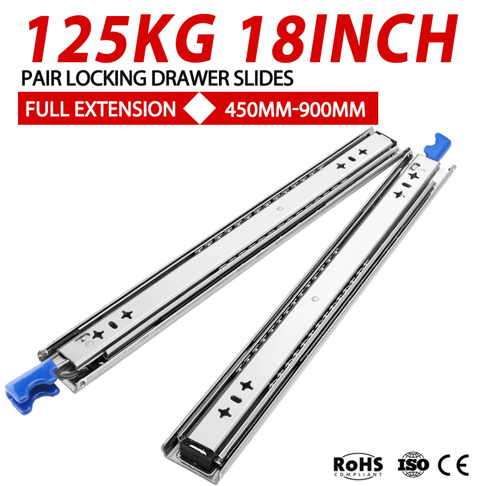 SAN HIMA 125kg Locking Drawer Slides / Runners 450mm 4wd Trailer Fridge Draw