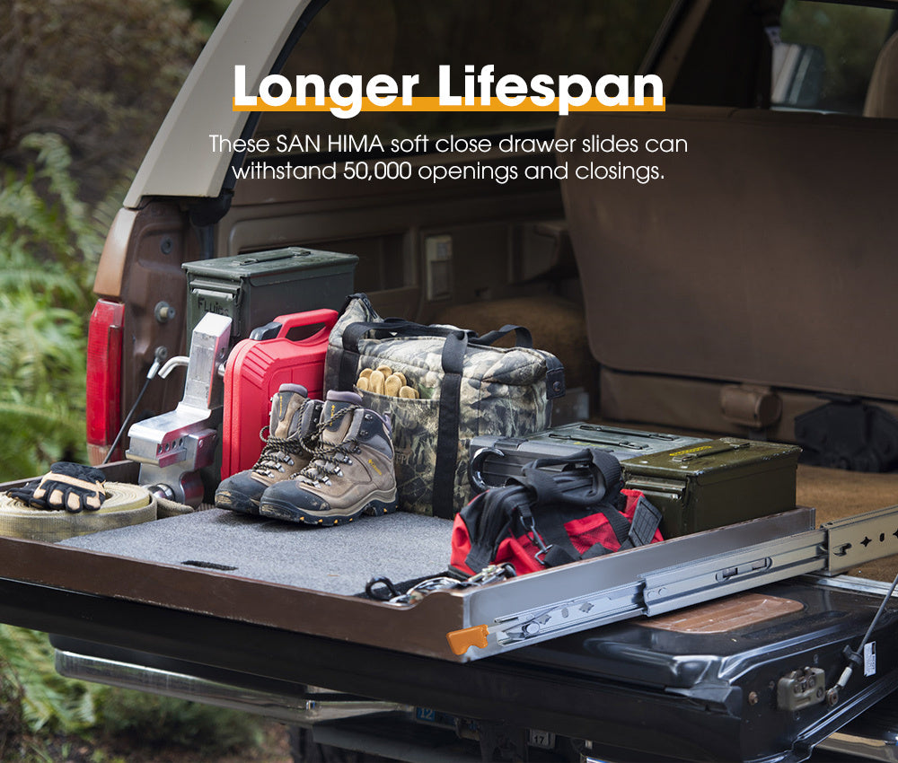 SAN HIMA 125kg Locking Drawer Slides / Runners 500mm 4wd Trailer Fridge Draw