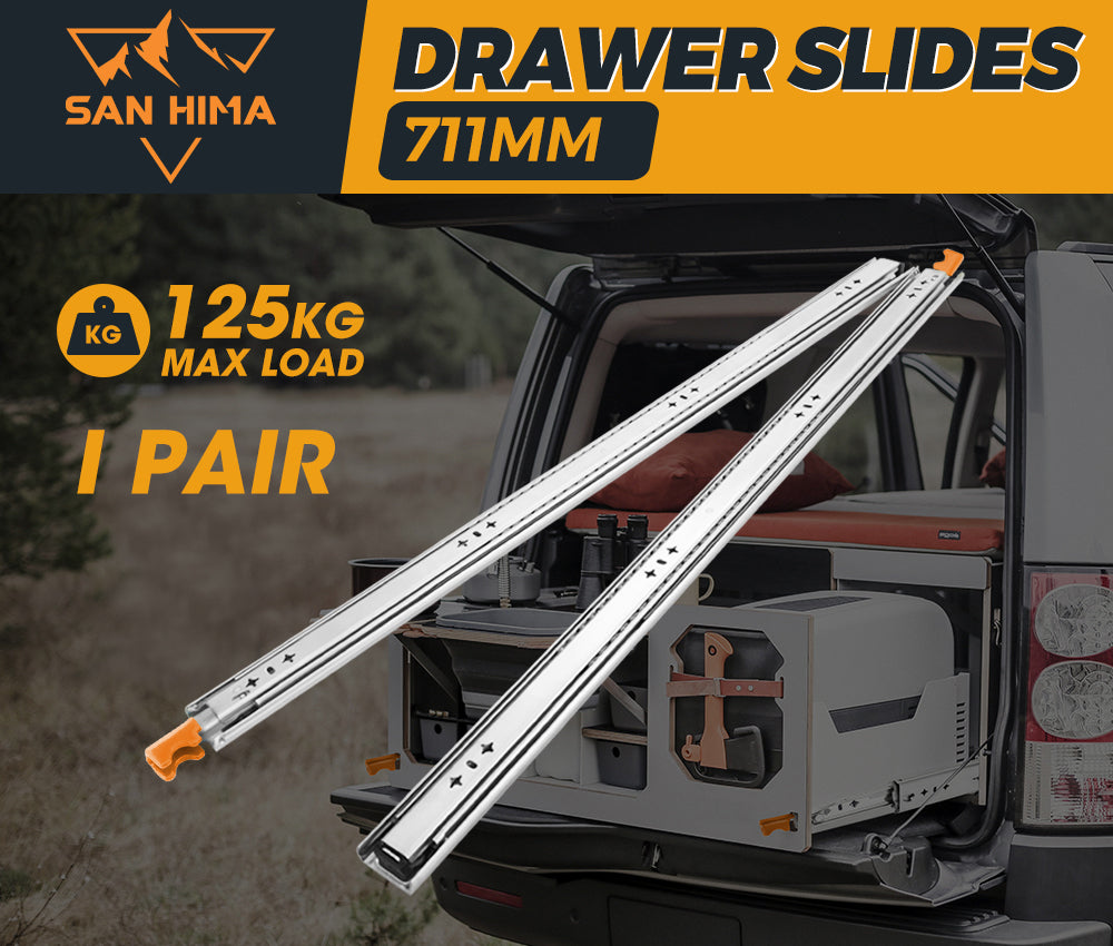 SAN HIMA 125kg Locking Drawer Slides / Runners 711mm 4wd Trailer Fridge Draw