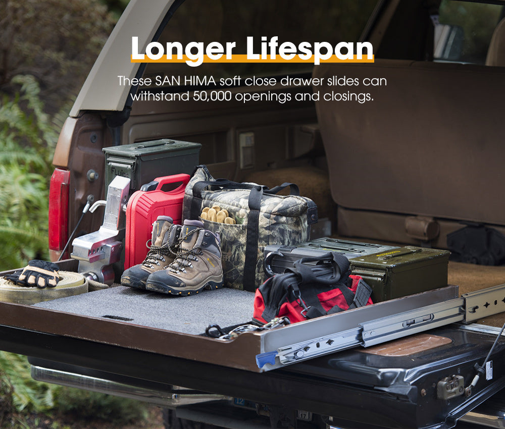 SAN HIMA 125kg Locking Drawer Slides / Runners 813mm 4wd Trailer Fridge Draw