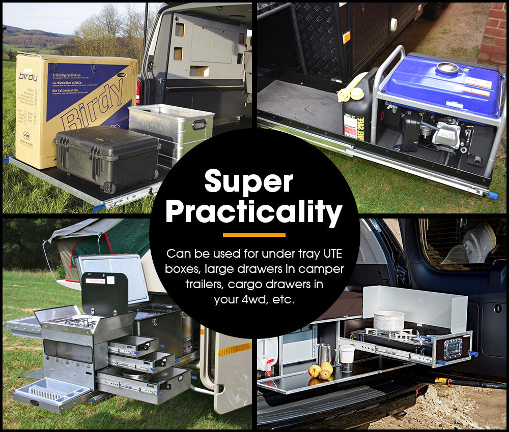 SAN HIMA 125kg Locking Drawer Slides / Runners 813mm 4wd Trailer Fridge Draw