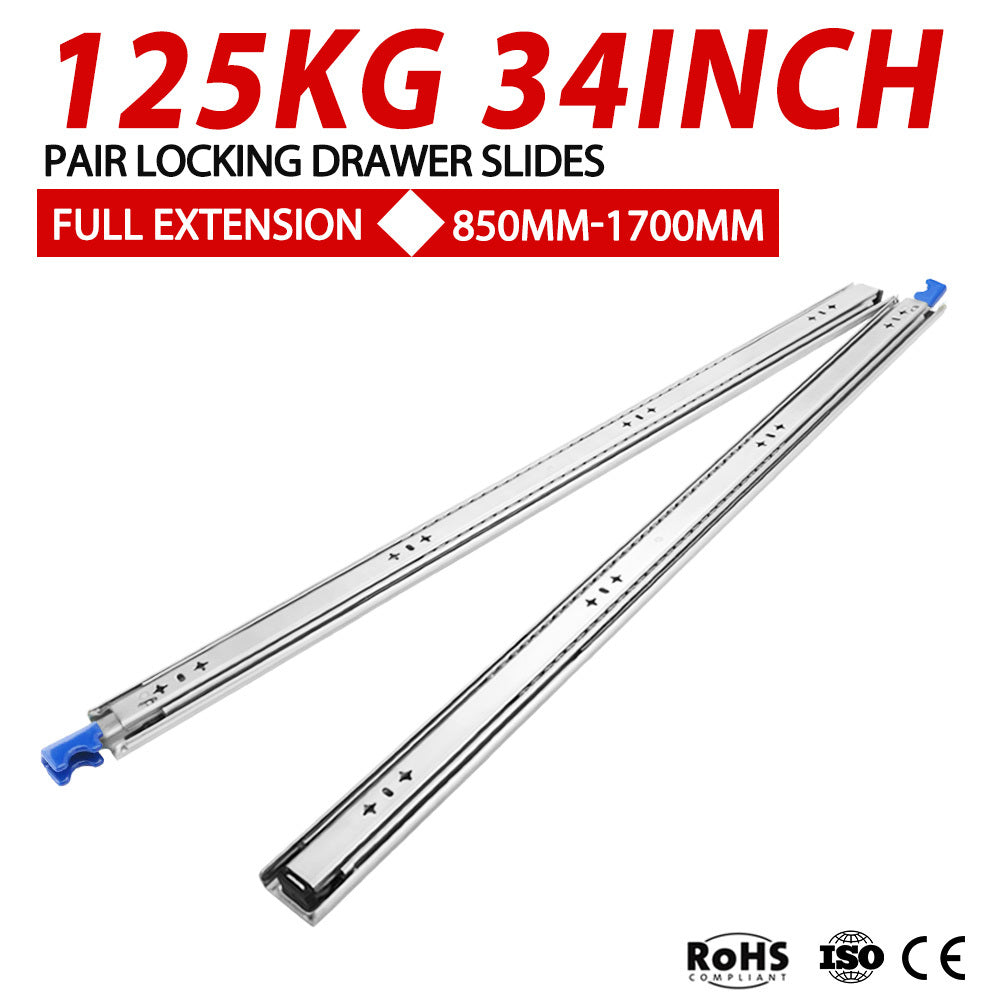 SAN HIMA 125kg Locking Drawer Slides / Runners 850mm 4wd Trailer Fridge Draw