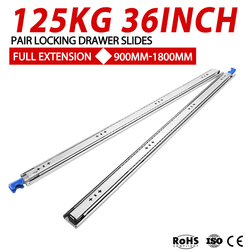 SAN HIMA 125kg Locking Drawer Slides / Runners 900mm 4wd Trailer Fridge Draw