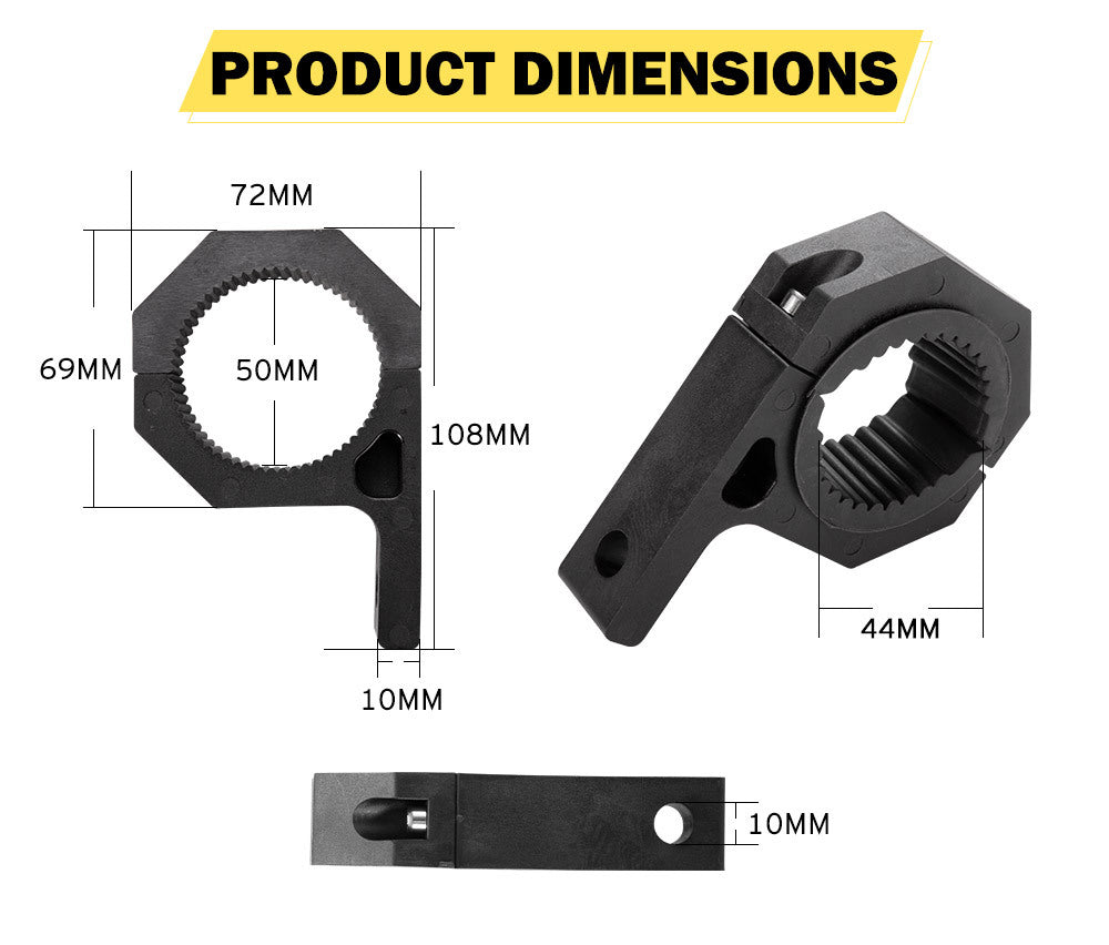 LIGHTFOX 2PCS Bullbar Mounting Bracket Kit 44 50mm Clamp LED Work Light Bar Tube Holder
