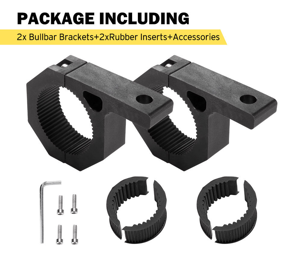 LIGHTFOX 2PCS Bullbar Mounting Bracket Kit 44 50mm Clamp LED Work Light Bar Tube Holder