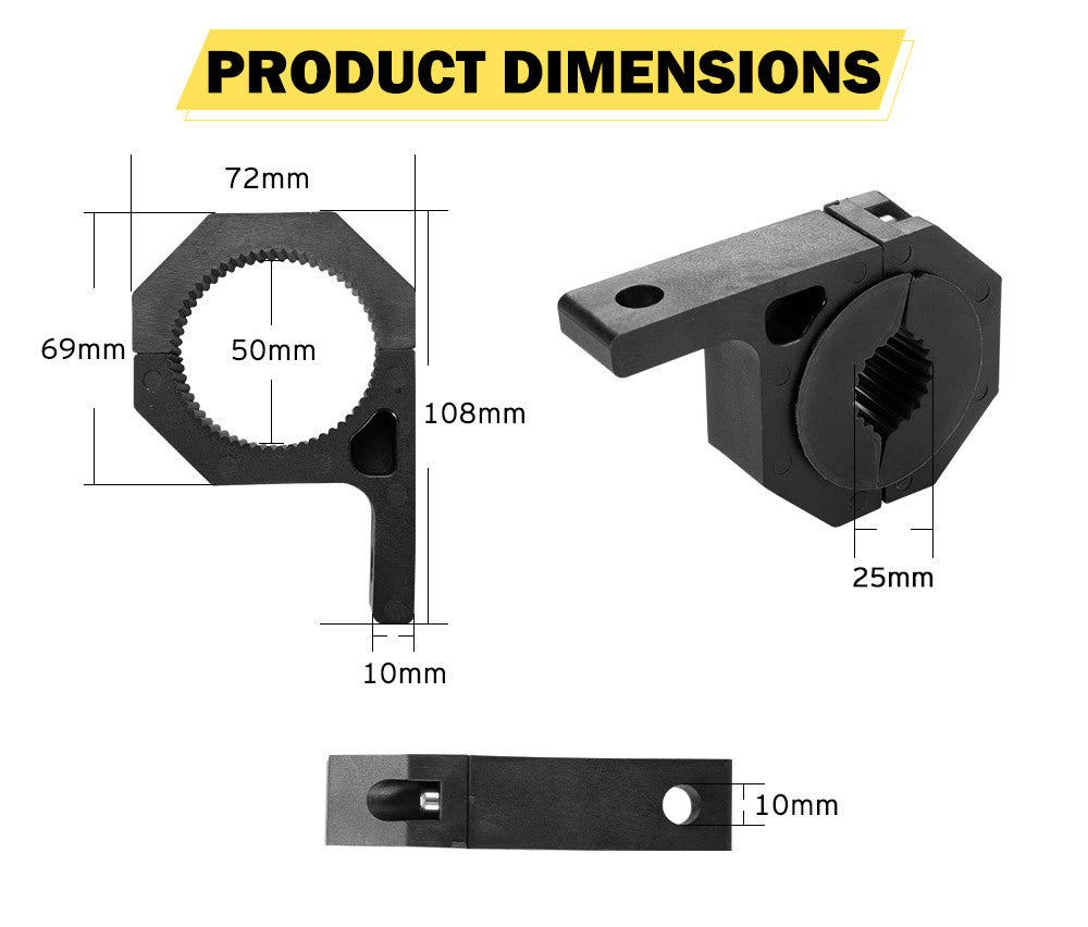 LIGHTFOX 2PCS Bullbar Mounting Bracket Kit 25 50mm Clamp LED Work Light Bar Tube Holder