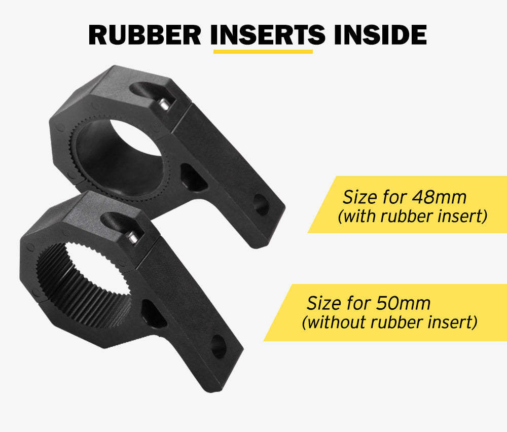 LIGHTFOX 2PCS Bullbar Mounting Bracket Kit 48 50mm Clamp LED Work Light Bar Tube Holder