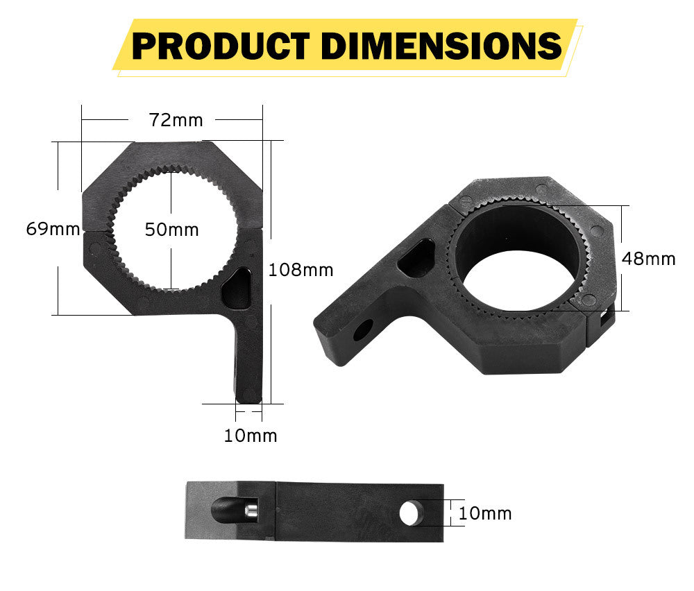 LIGHTFOX 2PCS Bullbar Mounting Bracket Kit 48 50mm Clamp LED Work Light Bar Tube Holder