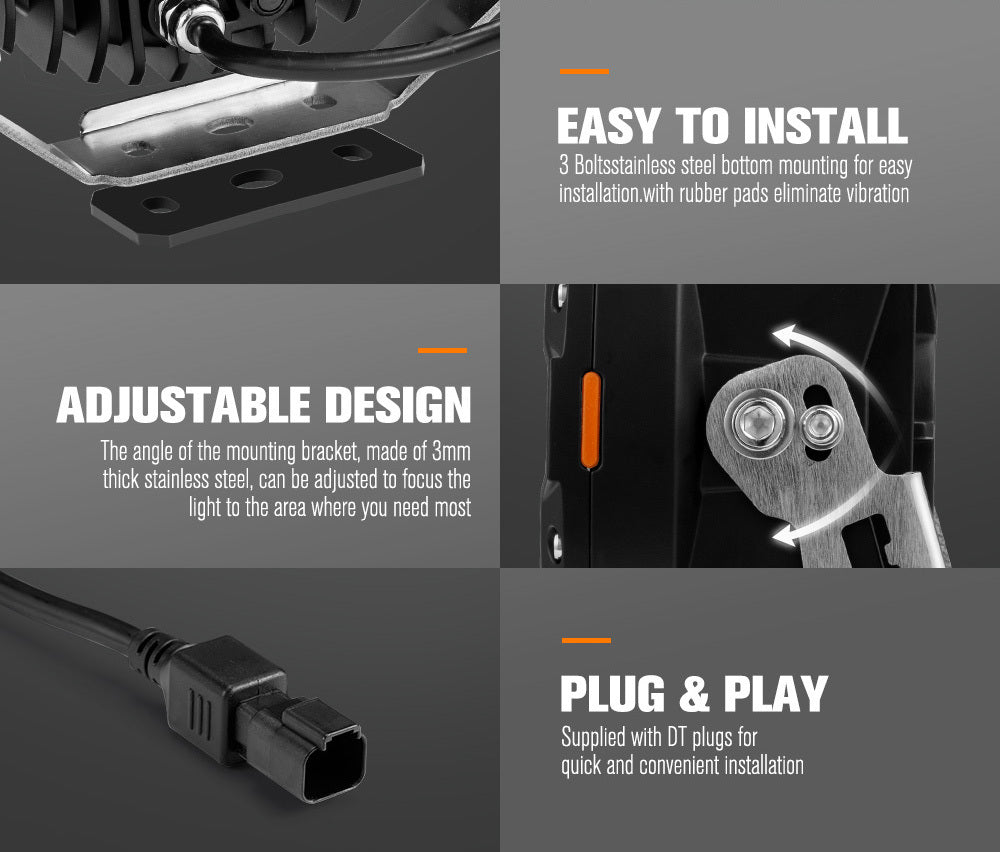 Lightfox 7" Osram Laser LED Driving Lights Black Round Offroad Truck SUV 4x4