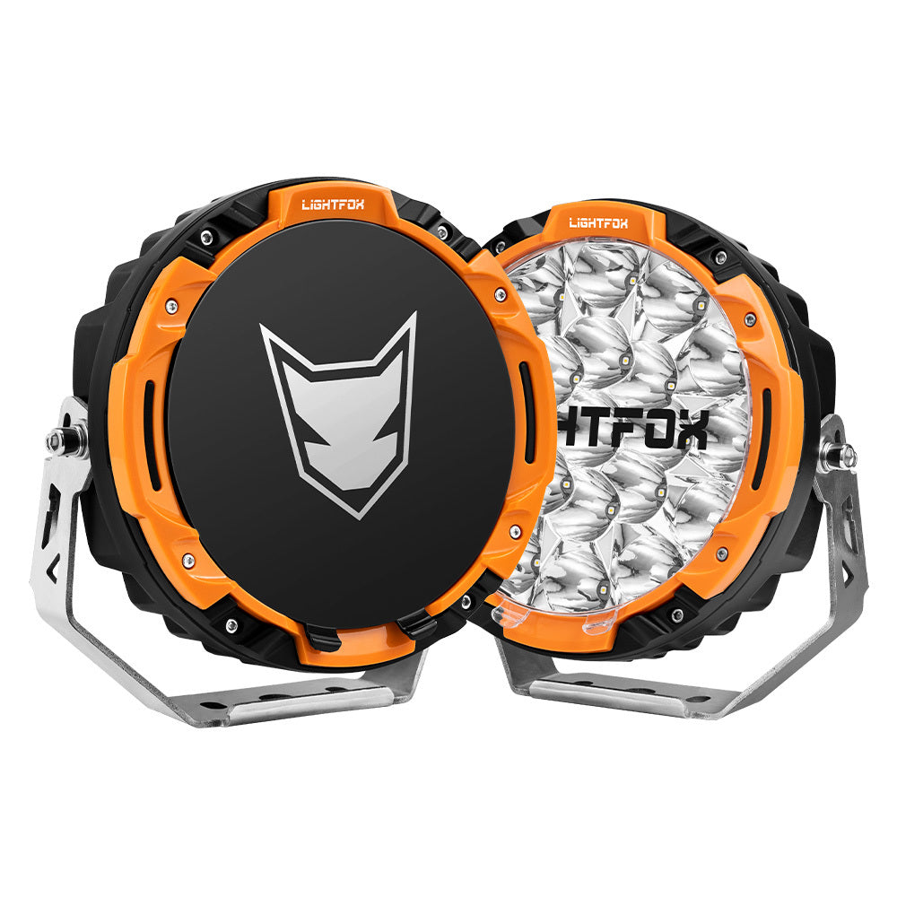 Lightfox 7" Osram LED Driving Lights Black Round Spotlight DRL Offroad Truck 4x4