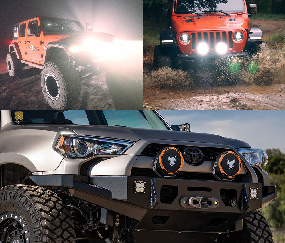 Lightfox 7" Osram LED Driving Lights Black Round Spotlight DRL Offroad Truck 4x4