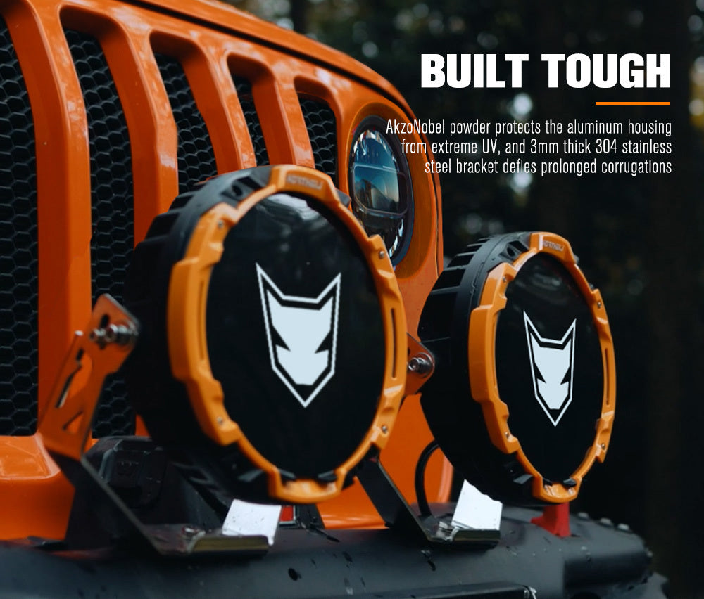 Lightfox 7" Osram LED Driving Lights Black Round Spotlight DRL Offroad Truck 4x4