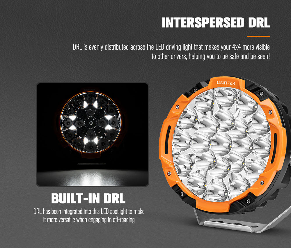 Lightfox 7" Osram LED Driving Lights Black Round Spotlight DRL Offroad Truck 4x4