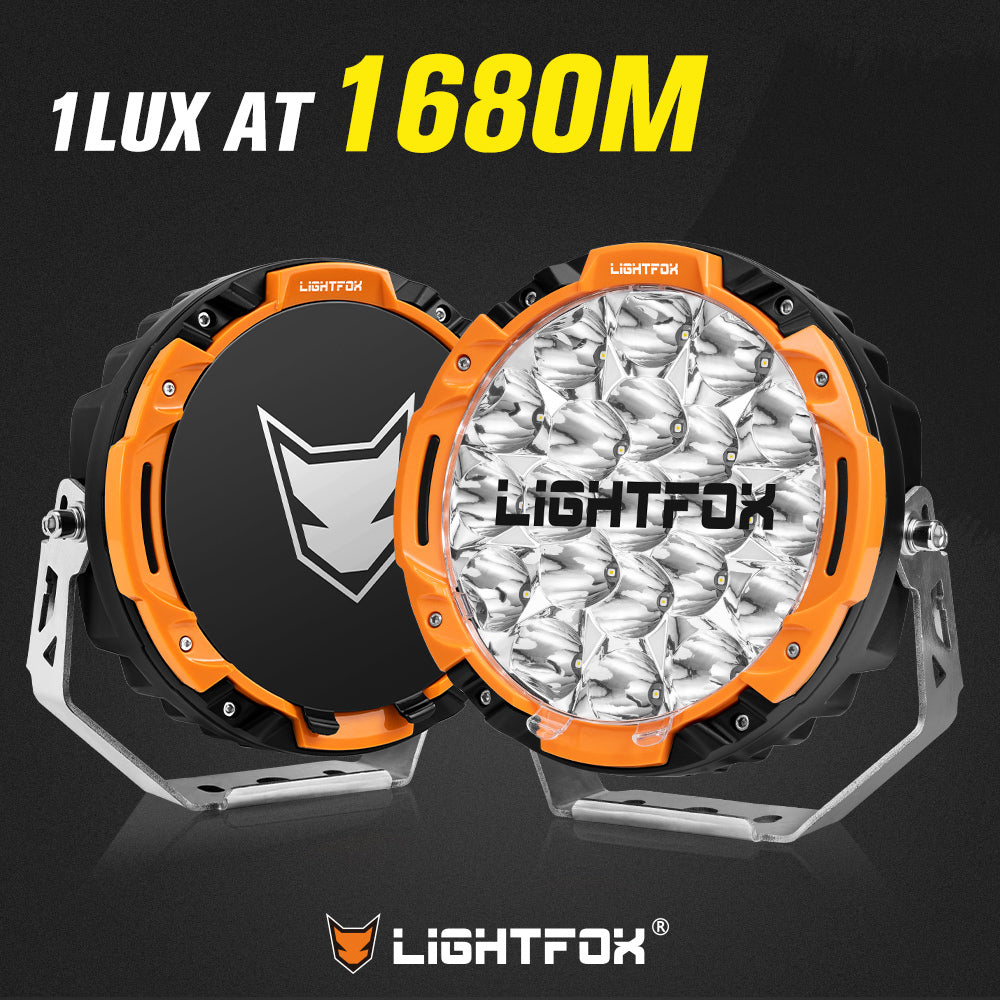 Lightfox 7" Osram LED Driving Lights Black Round Spotlight DRL Offroad Truck 4x4