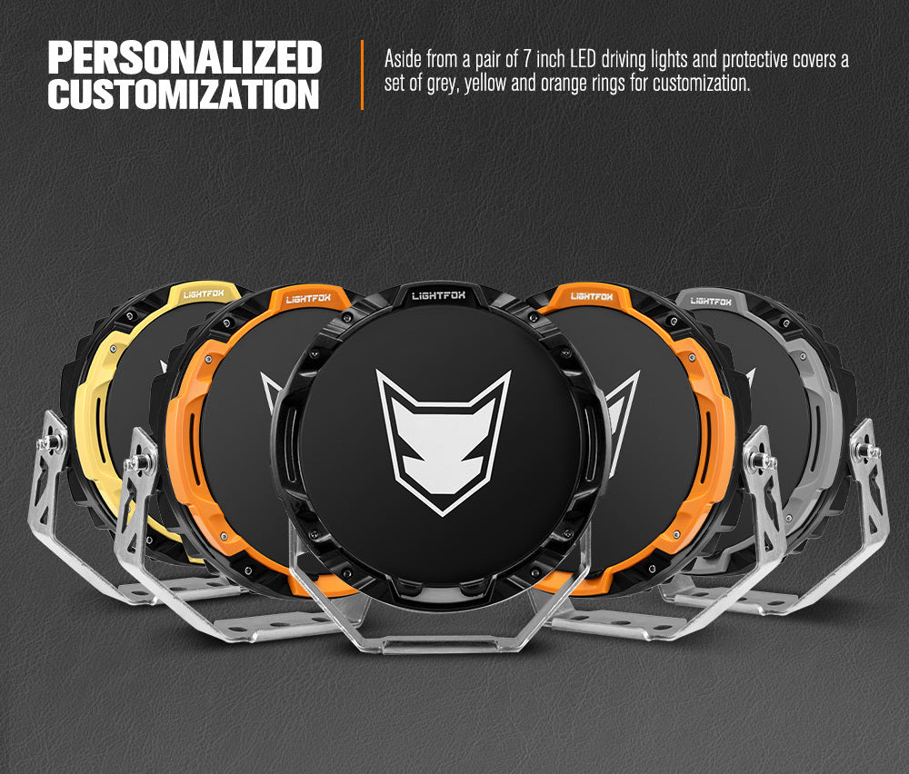 Lightfox 7" Osram LED Driving Lights Black Round Spotlight DRL Offroad Truck 4x4