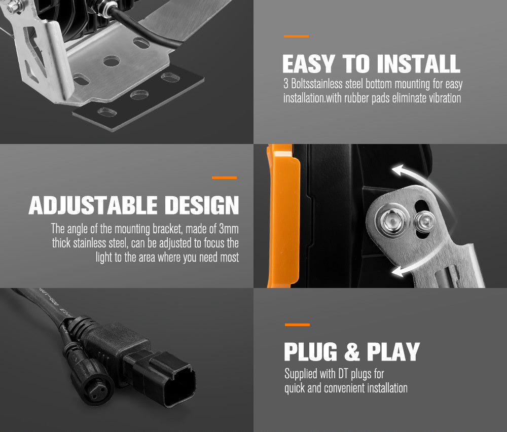 Lightfox 7" Osram LED Driving Lights Black Round Spotlight DRL Offroad Truck 4x4