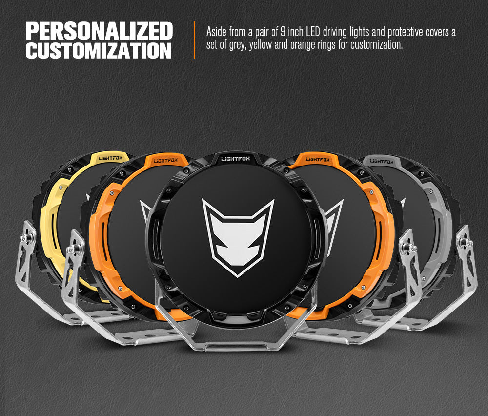 LIGHTFOX 9" Osram LED Driving Lights Black Round Spotlight DRL Offroad Truck 4x4