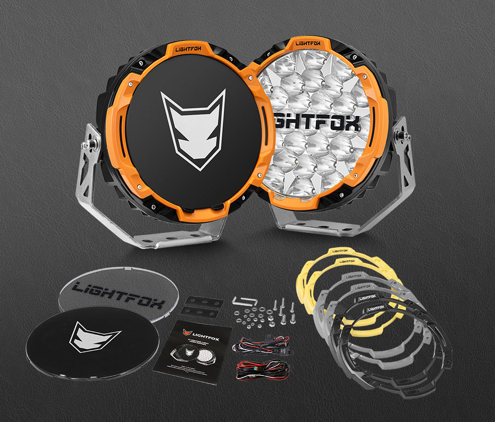 LIGHTFOX 9" Osram LED Driving Lights Black Round Spotlight DRL Offroad Truck 4x4