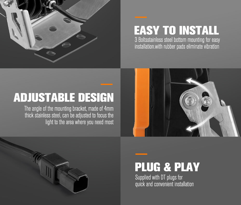 LIGHTFOX 9" Osram LED Driving Lights Black Round Spotlight DRL Offroad Truck 4x4