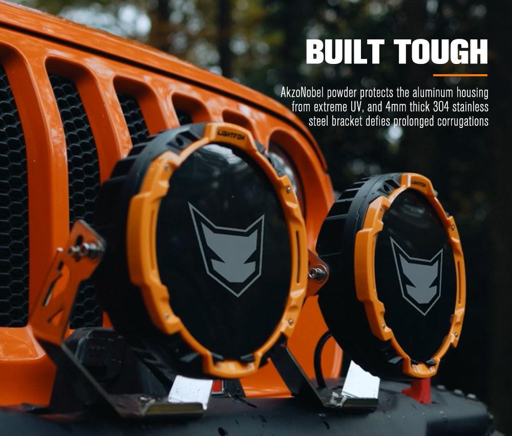 LIGHTFOX 9" Osram LED Driving Lights Black Round Spotlight DRL Offroad Truck 4x4