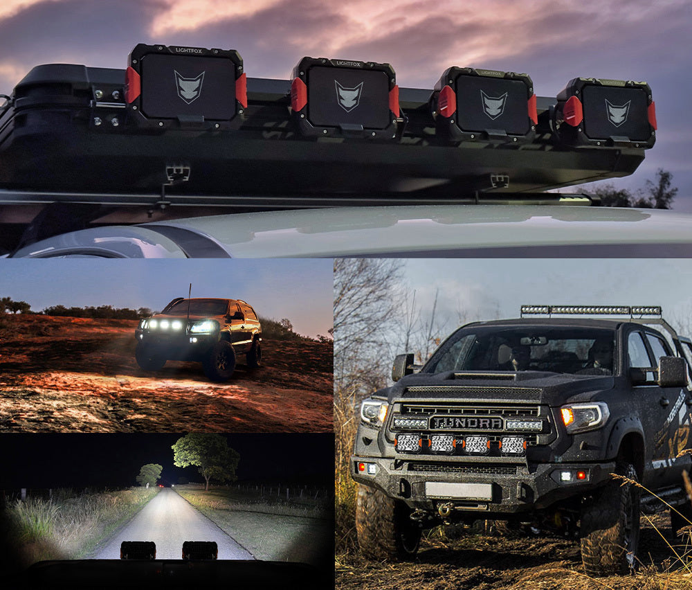 LIGHTFOX 9" Osram LED Driving Lights Black Rectangle Spot DRL Offroad Truck 4x4