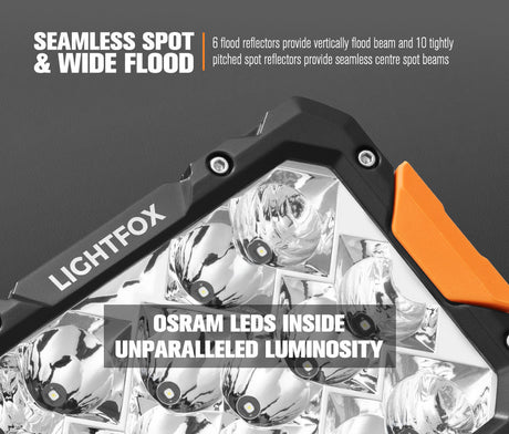 LIGHTFOX 9" Osram LED Driving Lights Black Rectangle Spot DRL Offroad Truck 4x4