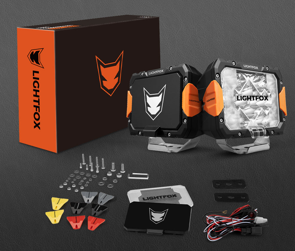 LIGHTFOX 9" Osram LED Driving Lights Black Rectangle Spot DRL Offroad Truck 4x4