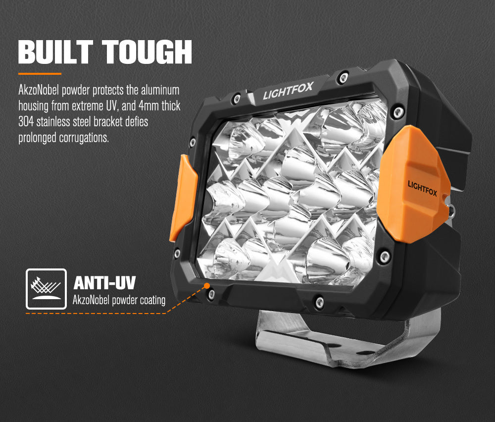 LIGHTFOX 9" Osram LED Driving Lights Black Rectangle Spot DRL Offroad Truck 4x4