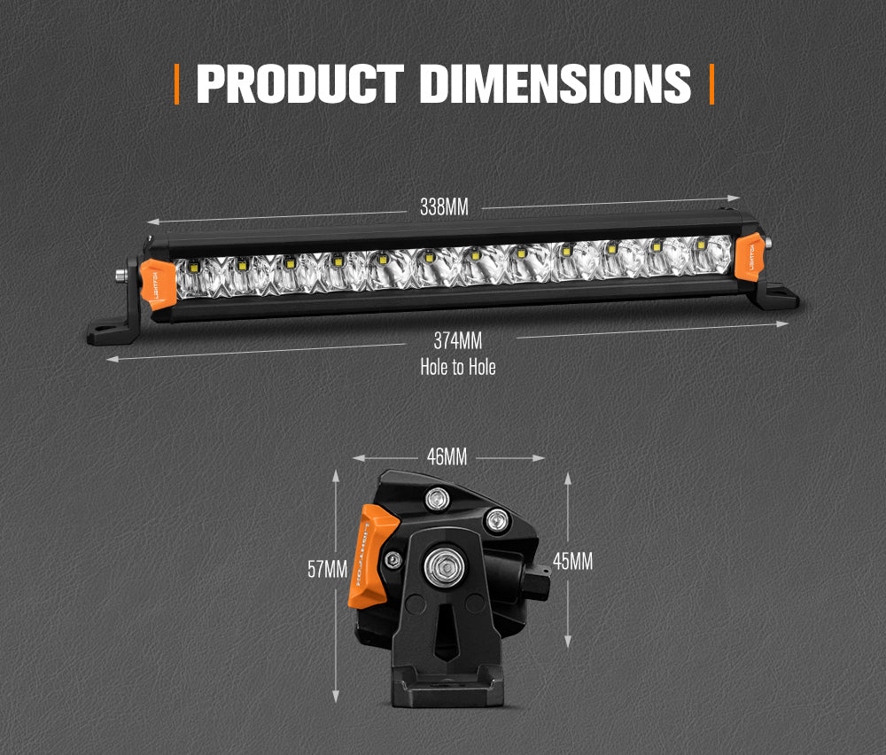 LIGHTFOX 14inch Osram LED Light Bar Super Slim Single Row Spot Flood Beam Offroad