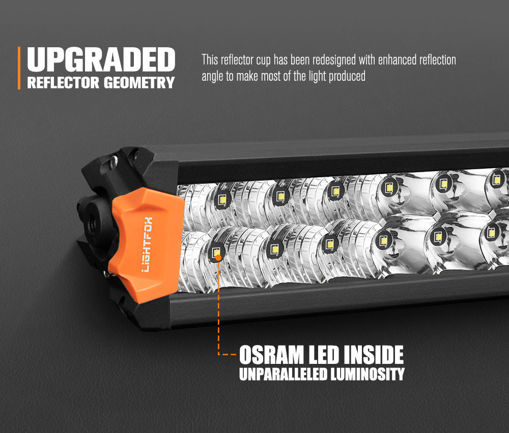 LIGHTFOX 20inch Osram LED Light Bar Slim Dual Rows Combo Driving Lamp Offroad 4x4
