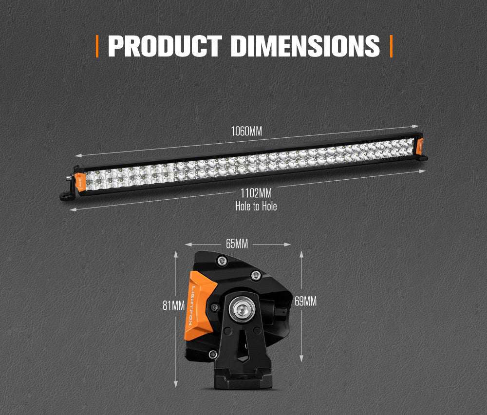 LIGHTFOX 40inch Osram LED Light Bar Spot Flood Combo Dual Row Lamp Offroad 4x4