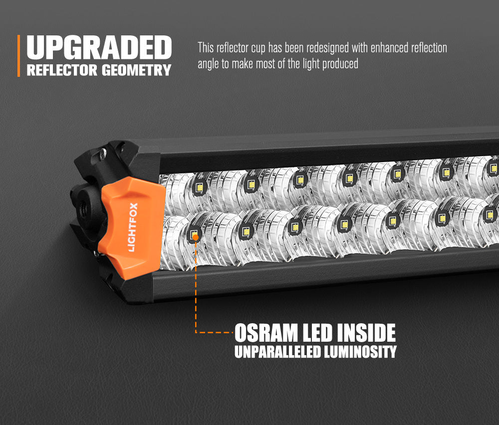 LIGHTFOX 40inch Osram LED Light Bar Spot Flood Combo Dual Row Lamp Offroad 4x4