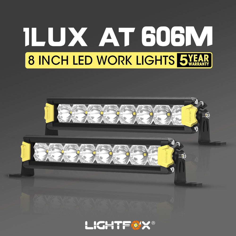 LIGHTFOX Pair 8inch Osram LED Light Pods Spot Beam Driving Light Bar Offroad 4x4
