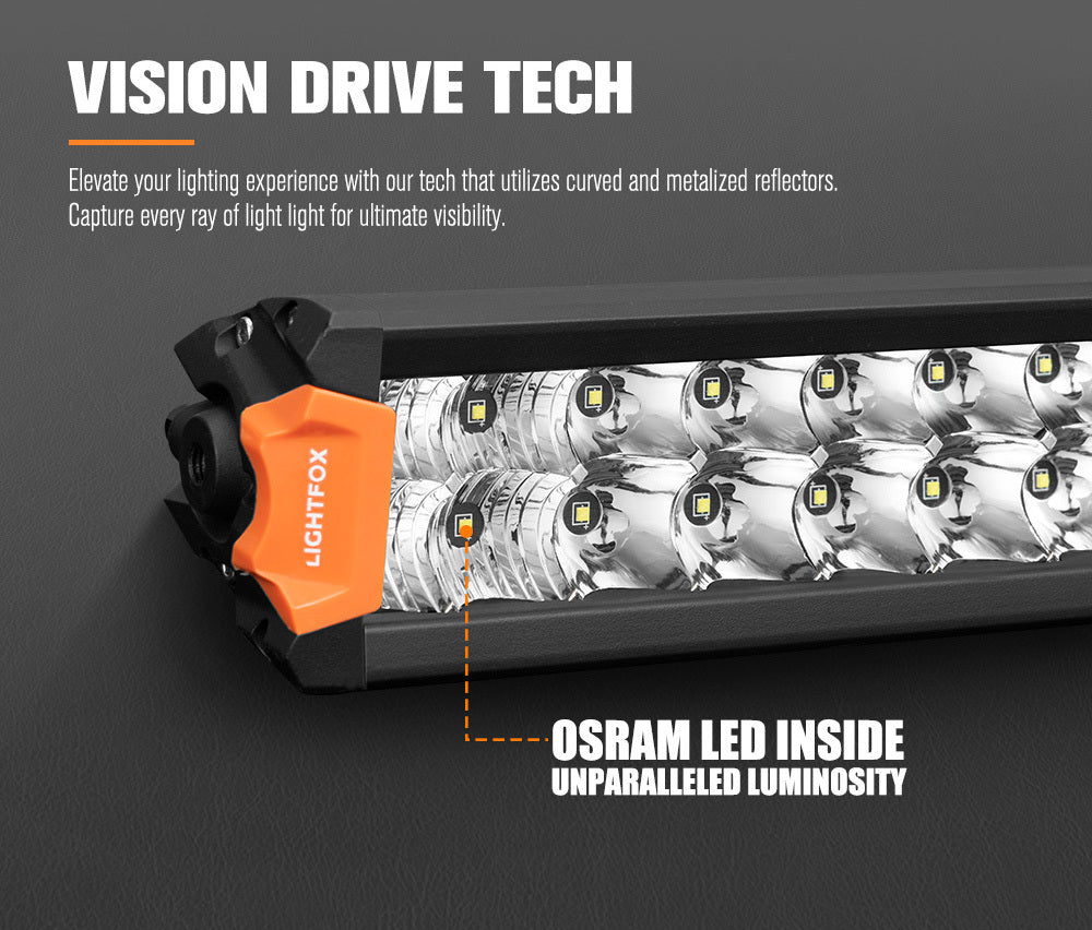 Lightfox 22inch Rigel Osram Laser LED Light Bar Dual Rows Combo Driving Lamp