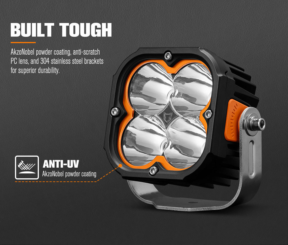 Lightfox Pair 5" Cygnus Osram LED Pod Lights Work Light White Amber Combo Beam Offroad