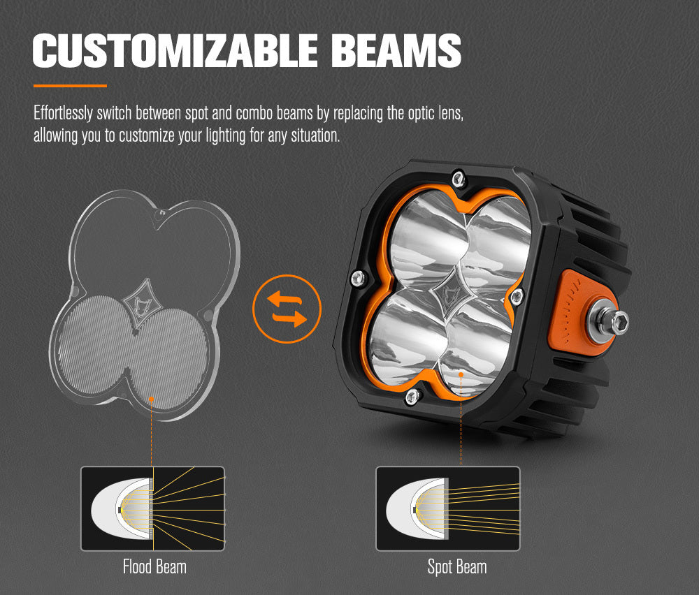 Lightfox Pair 5" Cygnus Osram LED Pod Lights Work Light White Amber Combo Beam Offroad