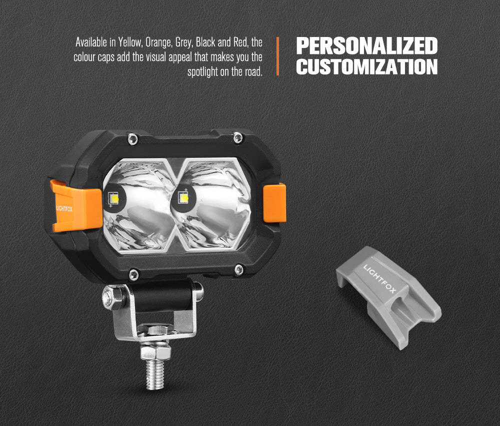 LIGHTFOX Pair 4inch Osram LED Work Light Cube Pods Fog Driving Lamp Reverse 4x4