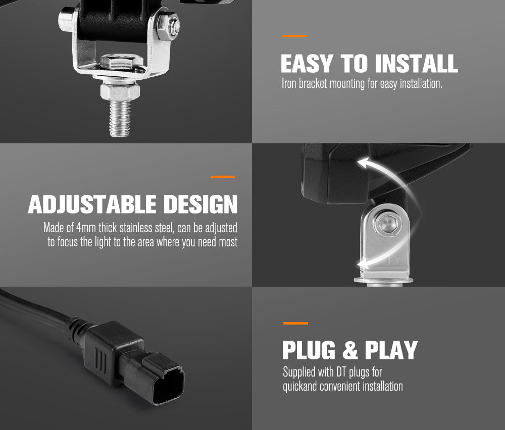 LIGHTFOX Pair 4inch Osram LED Work Light Cube Pods Fog Driving Lamp Reverse 4x4