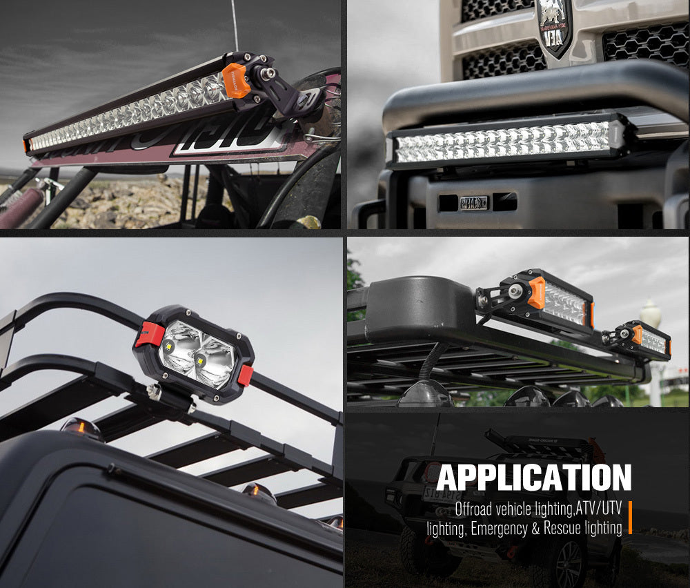 LIGHTFOX Pair 6inch Osram LED Light Pods Combo Beam Light Bar Reverse Offroad 4x4