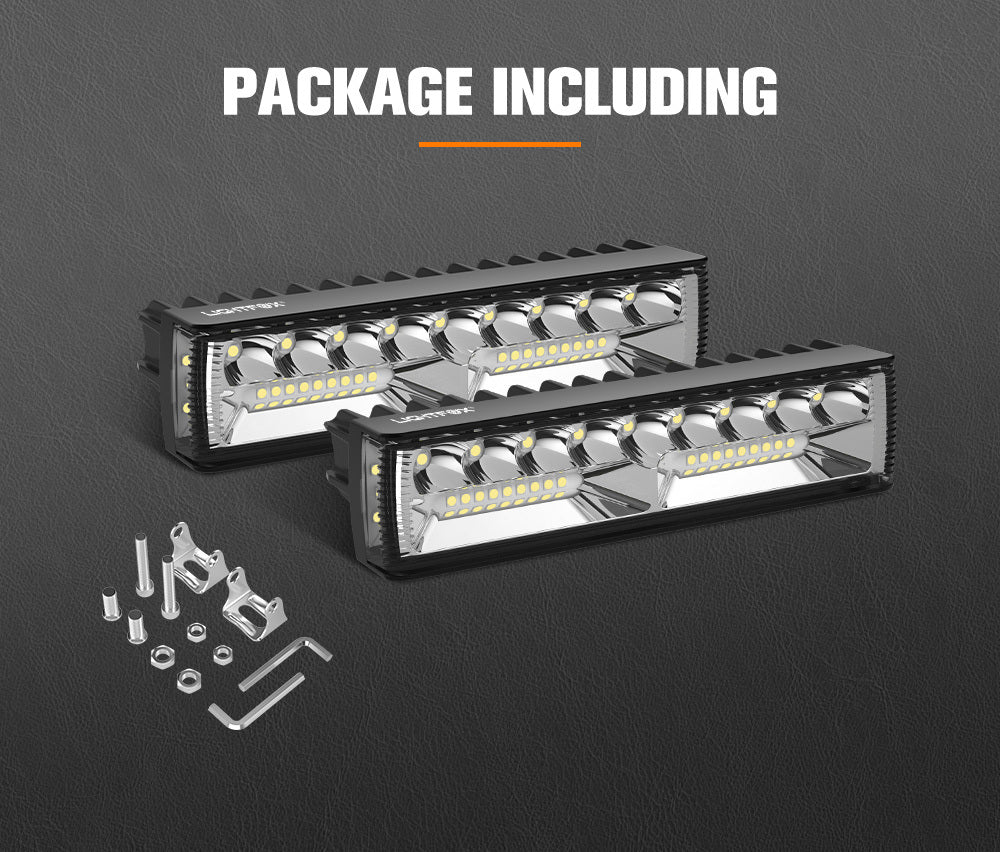 LIGHTFOX Pair 6inch Osram LED Light Pods Combo Beam Light Bar Reverse Offroad 4x4