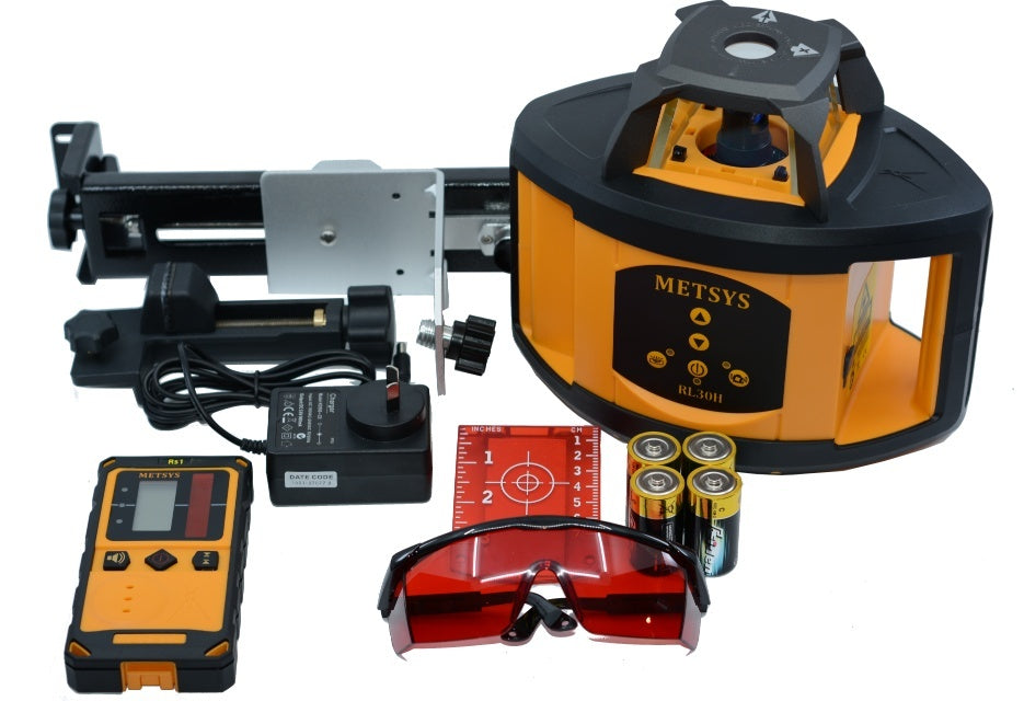 Metsys rotating self level construction laser horizontal with tripod and 5m staff