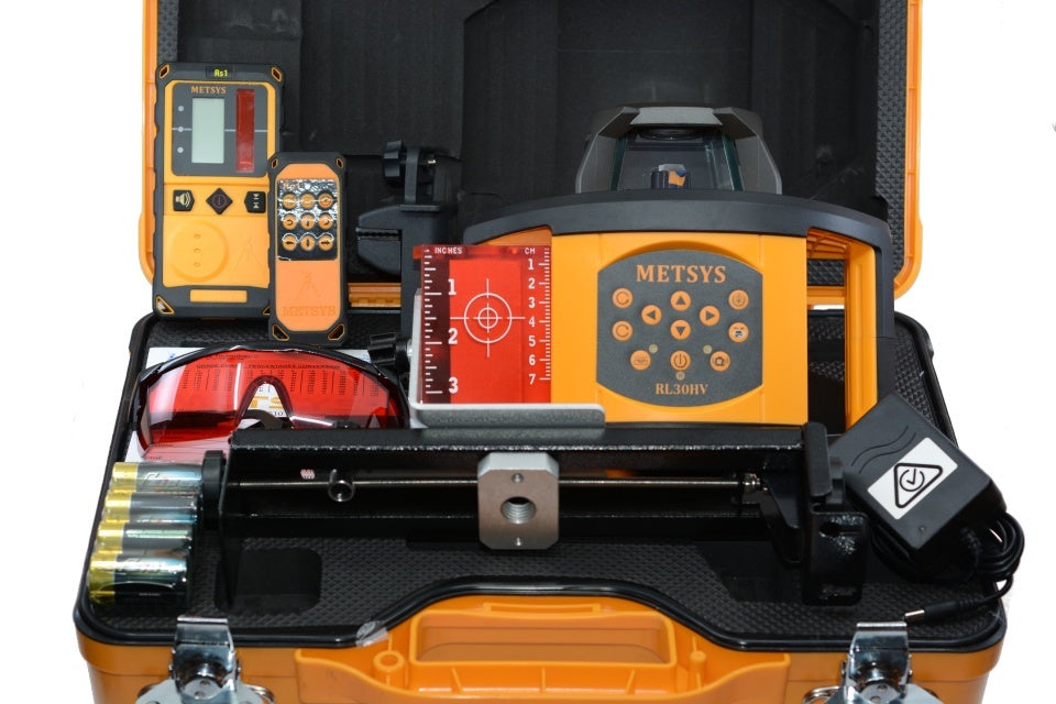 Metsys rotating self level construction laser horizontal and vertical with tripod and 5m staff