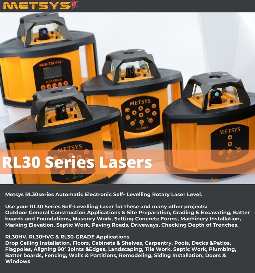 Metsys rotating self level construction laser horizontal and vertical with tripod and 5m staff